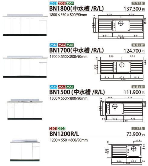 BN1800(中水槽/R/L)/BN1700(中水槽/R/L)/BN1500(中水槽/R/L)/BN1200(中水槽/R/L)